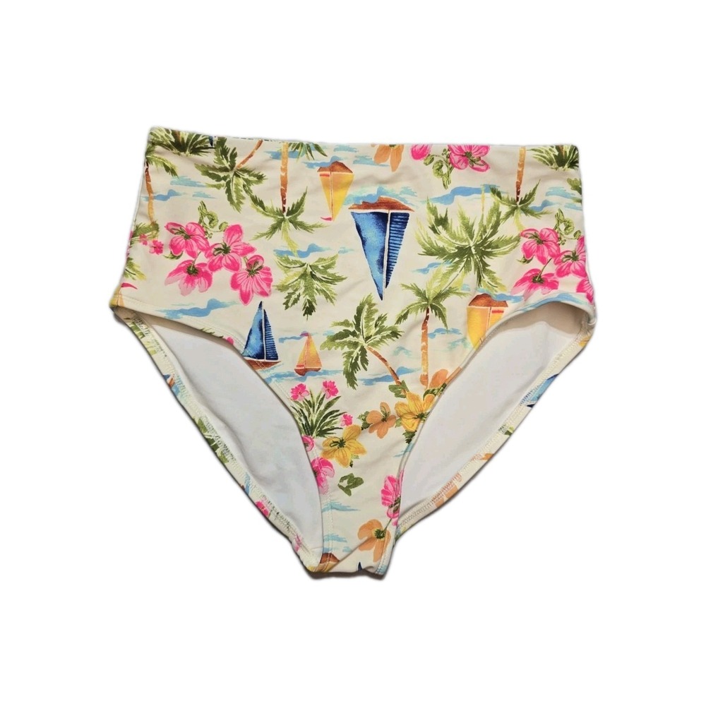 Old Navy High-Waisted Hawaiian Floral Swim Suit Bikini Bottoms M